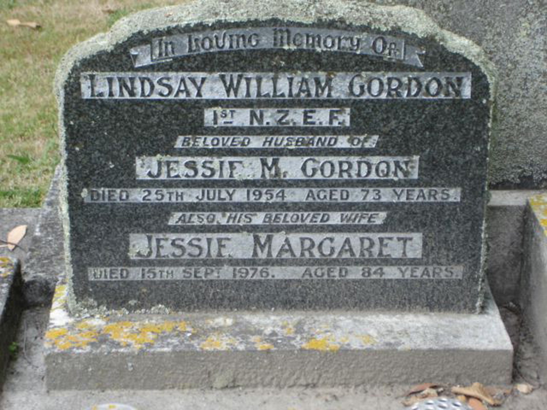 Photo of headstones/Jessie Margaret McLennan died 1976 hdstn Havelock North 